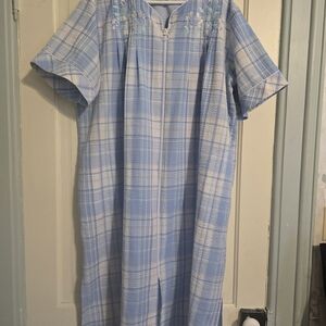 Miss Elaine Light Blue Plaid Top